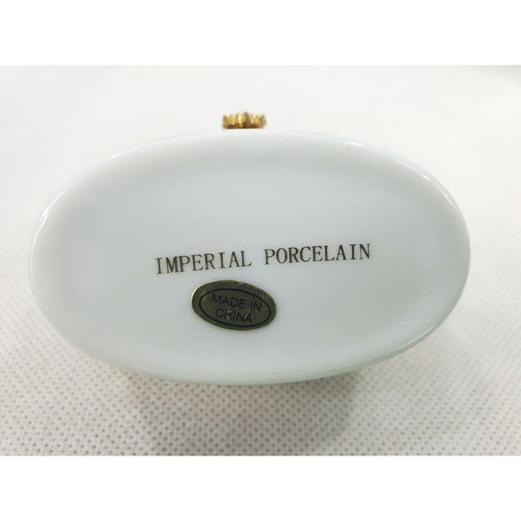 Lot of 3 Porcelain Trinket Boxes Pink Flowers Red Roses Purple Flowers Gold Trim - Picture 11 of 11